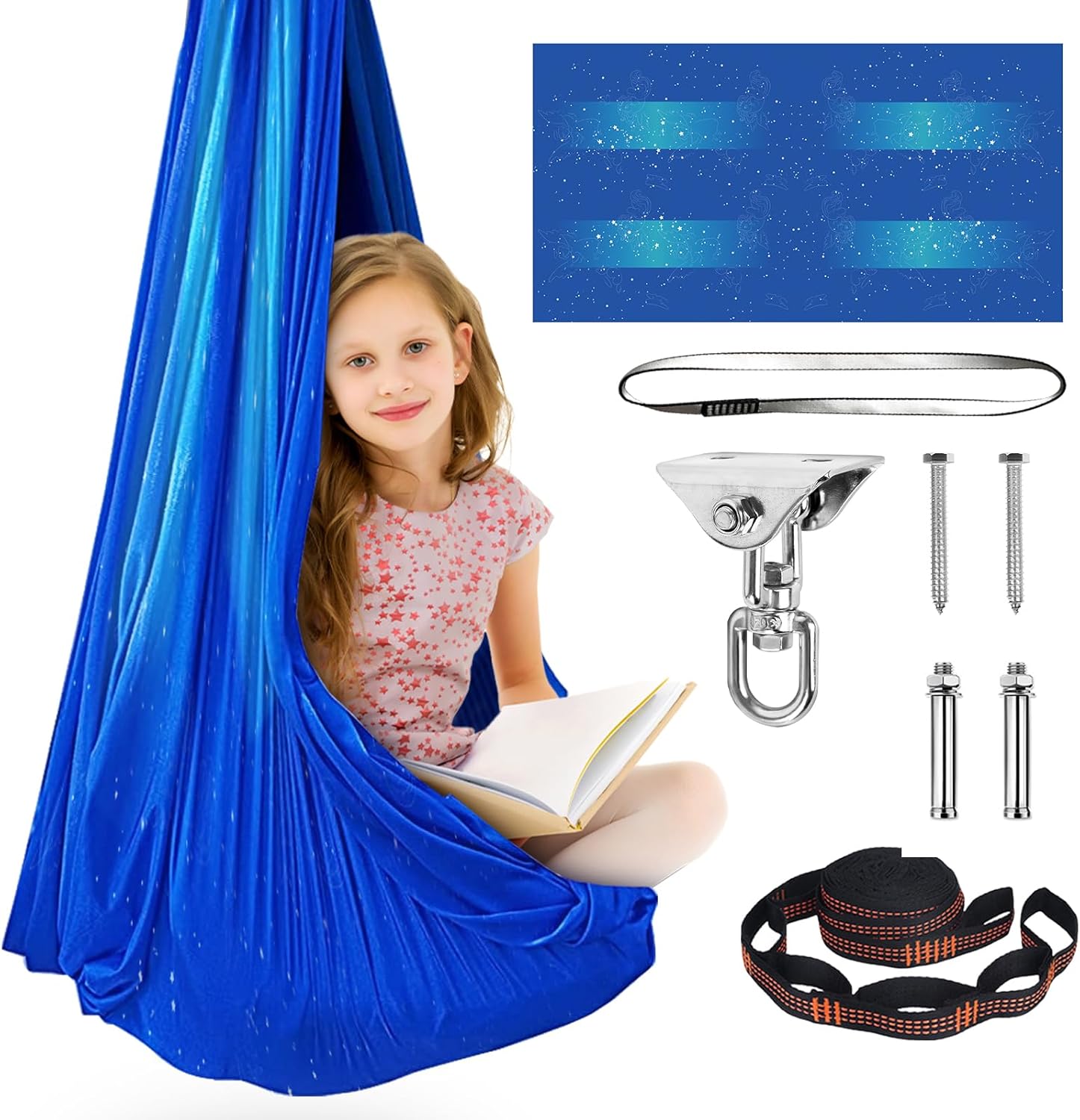 Columpio sensorial de doble capa para niños y adultos con capacidad para hasta 300 libras de terapia en interiores y exteriores, con kit de colgador