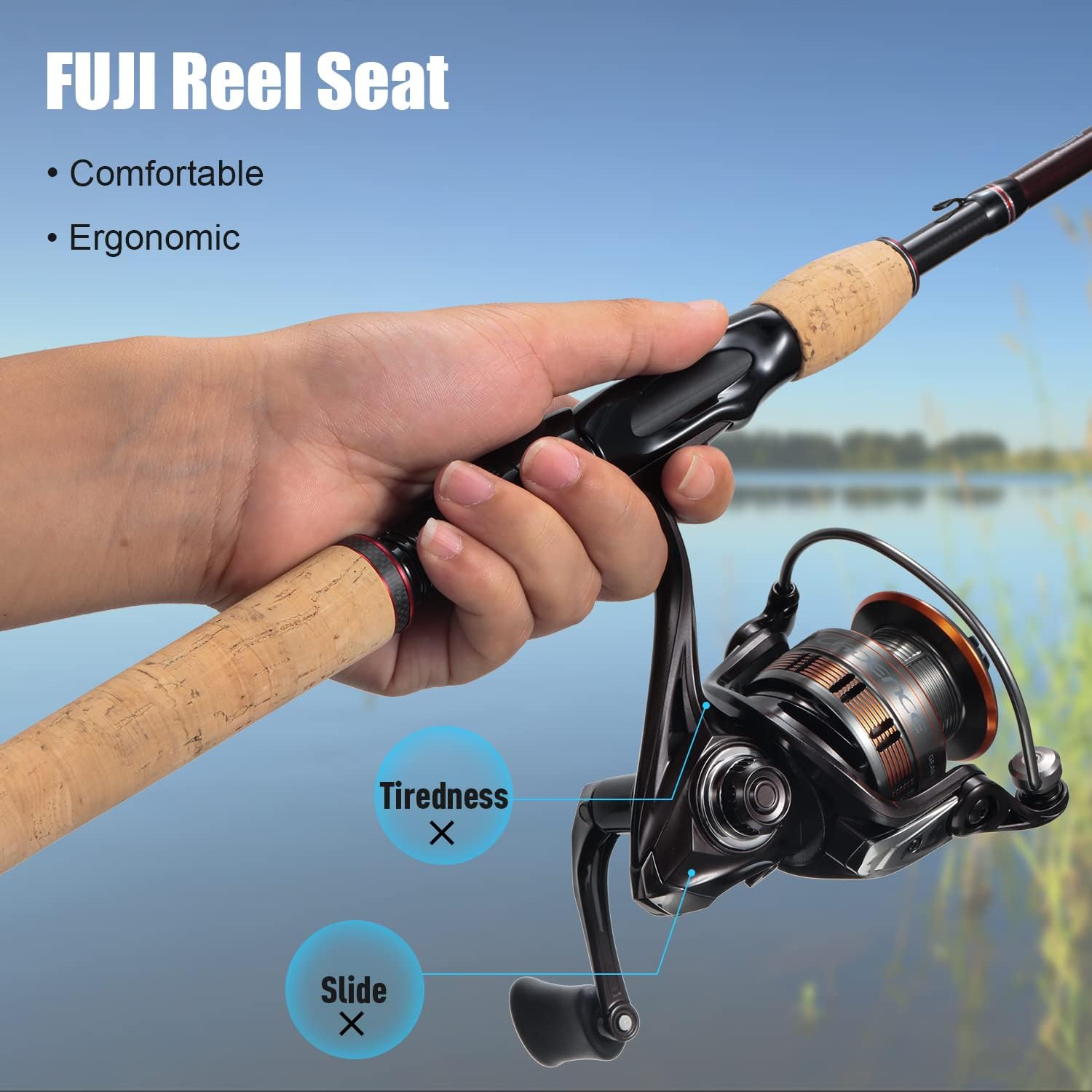 Cadence Vigor Spinning Rod, 30-Ton Carbon Blank, Fuji Reel Seat, Durable Stainless-Steel Guides, 2-Piece Rod with Convenience & Performance,