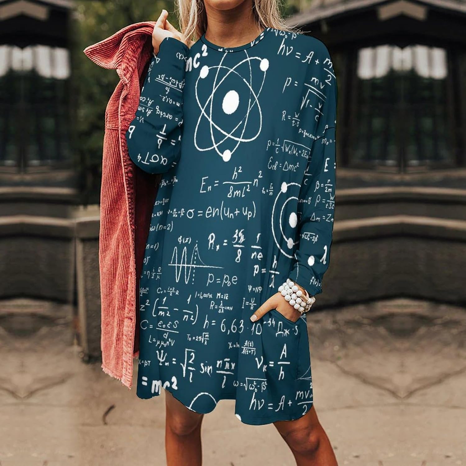 Physical Mathematics Science Formula Women’s Sweatshirts Long Sleeve Pullover Tees Tops Crewneck T Shirts with Pockets