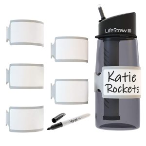 Etiquetas permanentes de escritura para botellas, vasos para sorber, recipientes de alimentos, 6 unidades (gris) Etiquetas permanentes de escritura para botellas, vasos para sorber, recipientes de alimentos, 6 unidades (gris)