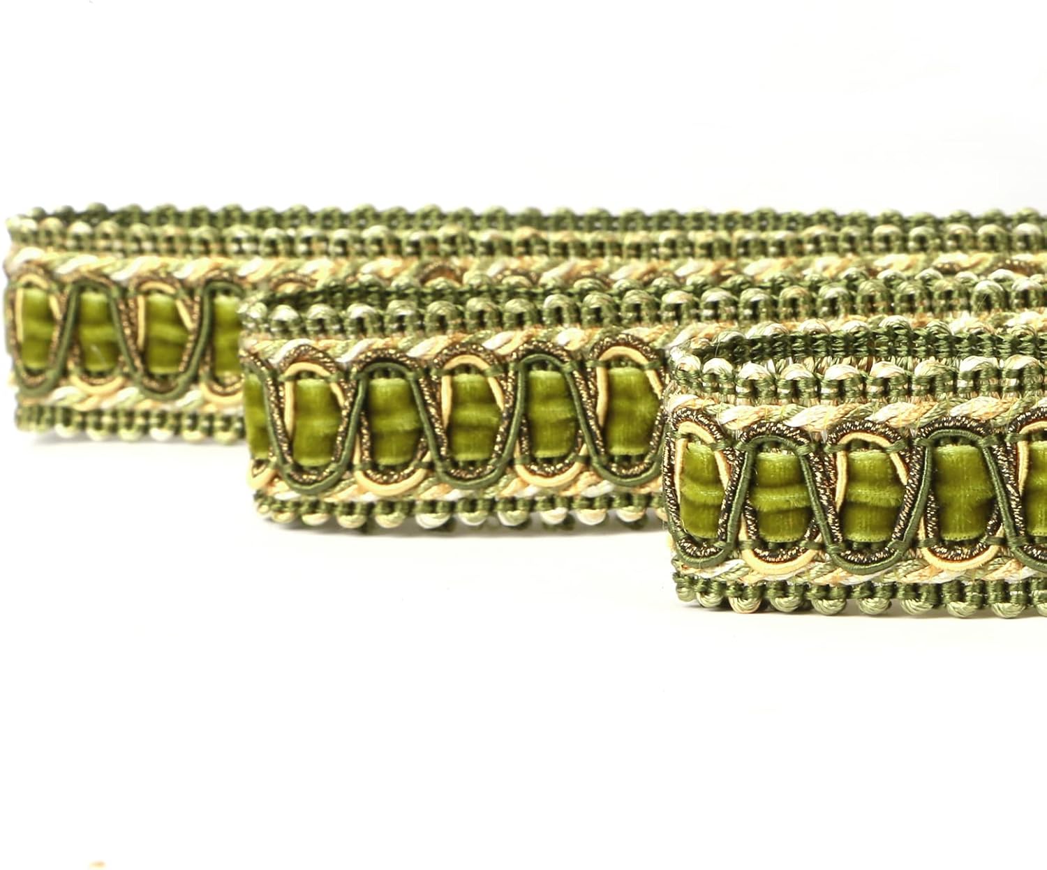 Fenghuangwu Recorte trenzado de poliéster de 6.5 yardas, 1.1 in1.1 pulgadas de diámetro, decoración de tela para coser y manualidades (verde)