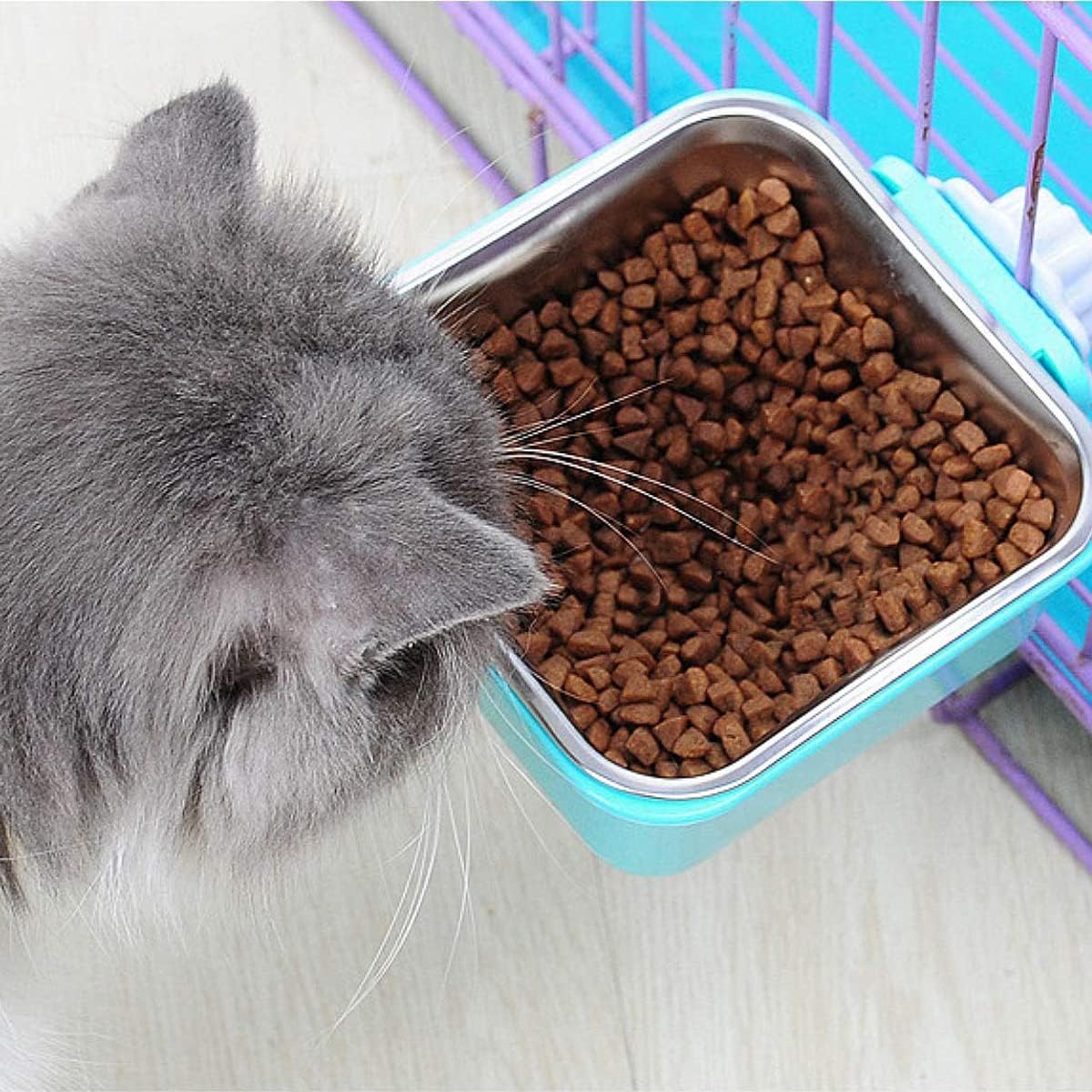 Recipiente para jaula para perros, cuencos desmontables de acero inoxidable para alimentos de mascotas, contenedor de alimentación de agua