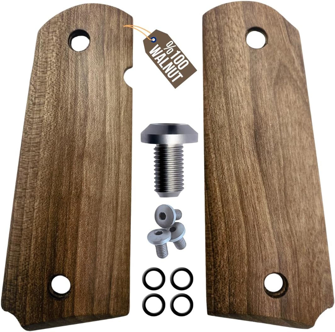 Empuñaduras de madera 1911, accesorios 1911, agarres de corte de seguridad Ambi 1911, tamaño completo 1911, para Ruger, Colt, Kimber, Tauro y se