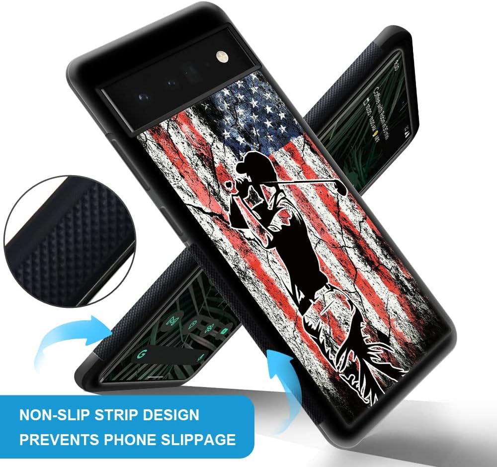 DJSOK Funda compatible con Google Pixel 6 Pro6XL, bandera de golf para hombres, niños y niñas, doble capa a prueba de golpes, resistente, funda para