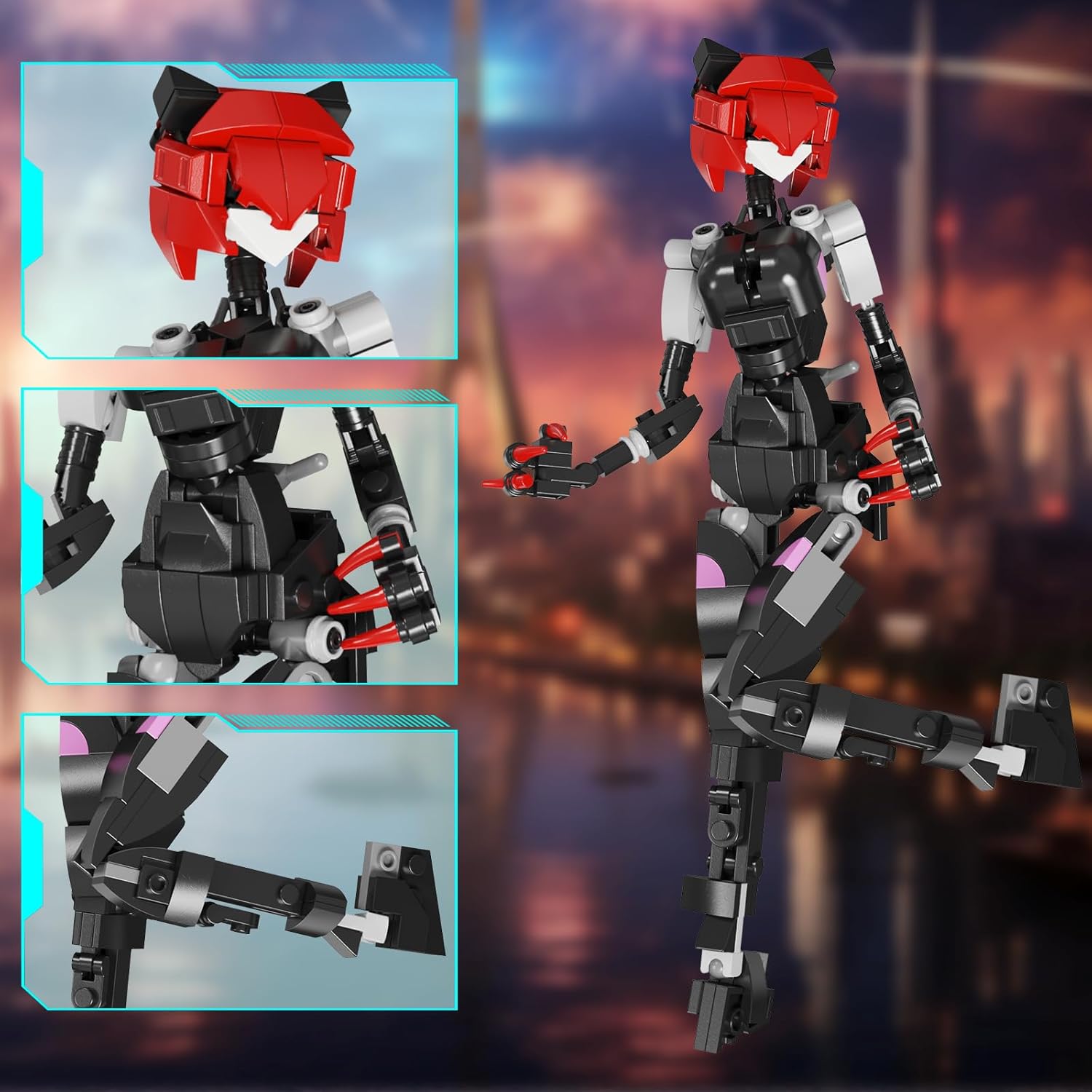 Mecha – Juego de bloques de construcción, modelo de figura de acción de robot Cat Girl, juguetes de mujer gato para niños y niñas, regalos de