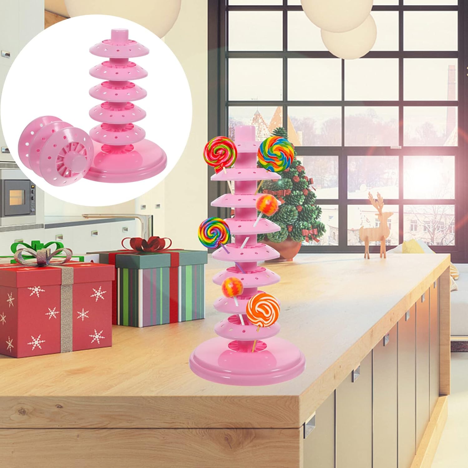 Hemoton Soporte para tartas de 8 niveles, soporte para árbol de piruletas de plástico, soporte de secado para tartas, para bodas, fiestas de