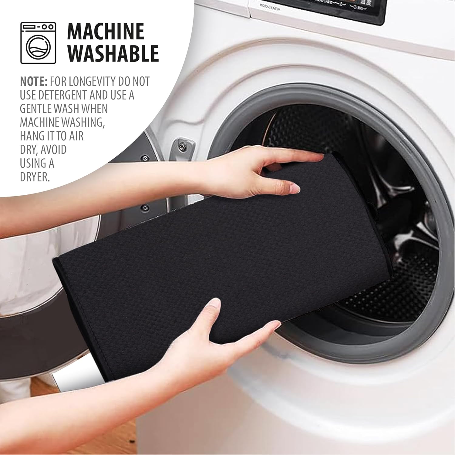 Tapete de secado de platos prémium de microfibra súper absorbente de 16 x 18 pulgadas, escurridor de platos, doble superficie (negro)