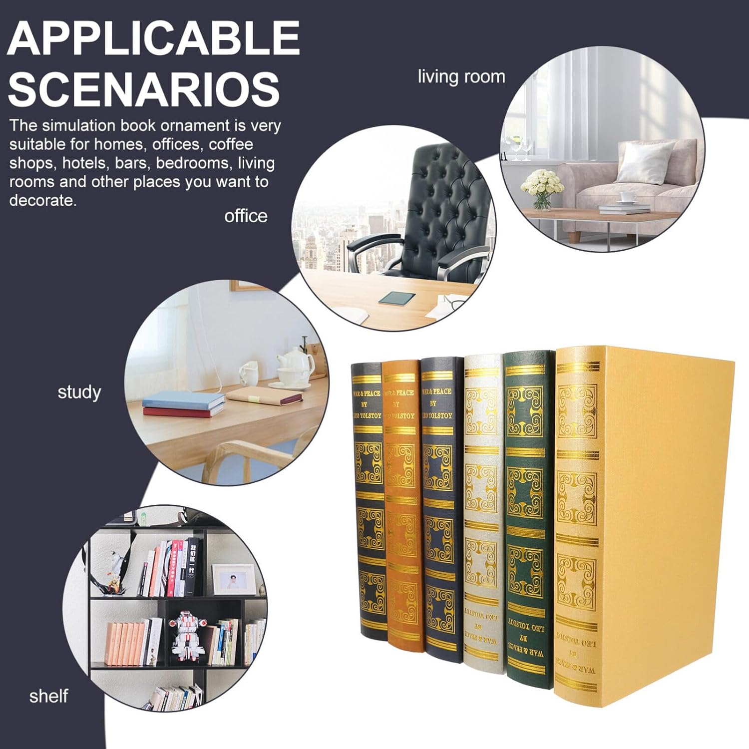 SUPVOX Prop – Mesa de centro de almacenamiento de libros, decoración retro, figuras de libro de libros de imitación para estantería, mesa de café,