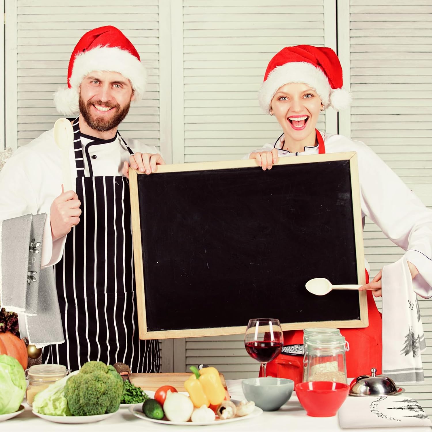 Geyoga 6 paños de cocina de Navidad de 16 x 24 pulgadas, absorbentes, paños de cocina, decoración de cocina de Navidad para Navidad, vacaciones,