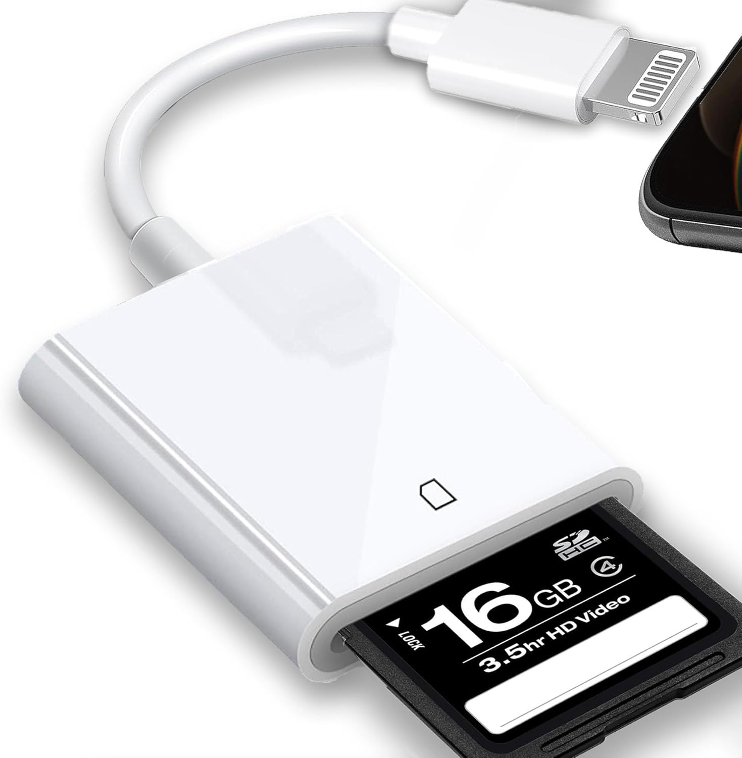 Certificado MFi de Apple Lector de cámara de tarjetas Lightning a SD para iPhone iPad, lector de tarjetas de memoria, visor de cámara de rastro,