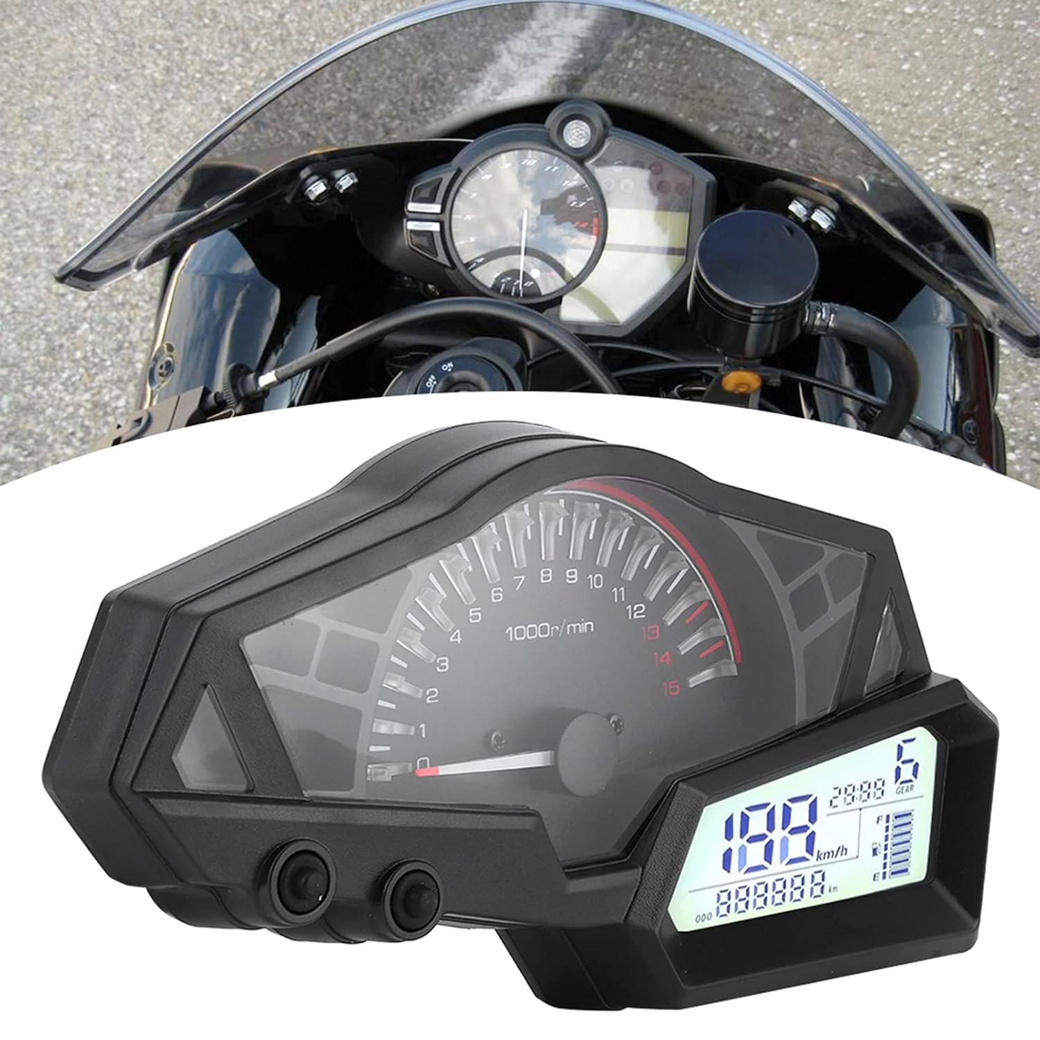Medidor de combustible para motocicleta LCD, 15000 rpm, repuesto para KAWASAKI NINJA 300EX300300SE 1315 2015 ninja 300 odómetro, tacómetro de