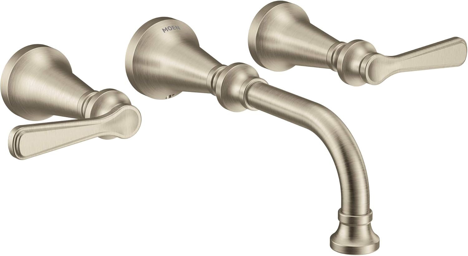 Moen TS44104BN Colinet – Grifo de baño con manija tradicional de palanca para montaje en pared, requiere válvula, níquel cepillado