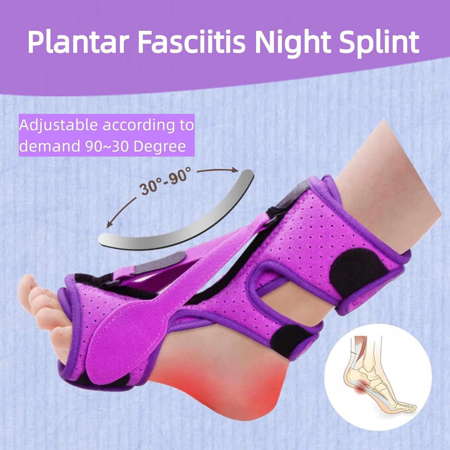 Haisalin Férula nocturna para fascitis plantar, férula nocturna para aliviar la fascitis plantar para mujeres y hombres, soporte de alivio para el