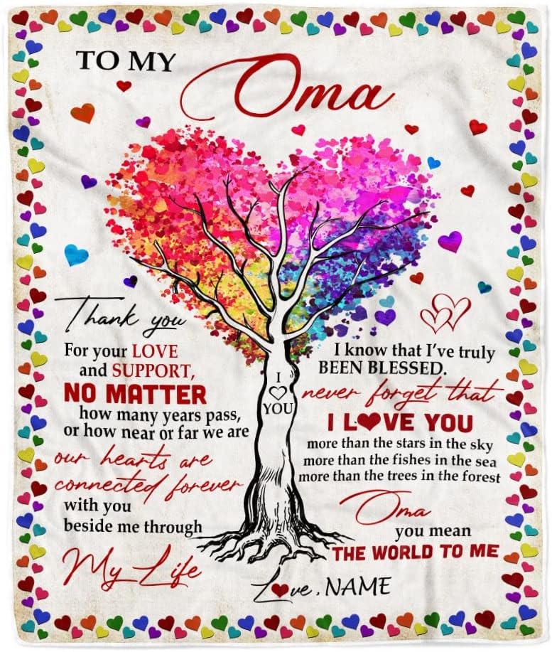 Manta personalizada con texto en inglés To My Oma, de Grandkids Never Forget That I Love You Mean The World to Me, Día de la Madre, Navidad, manta