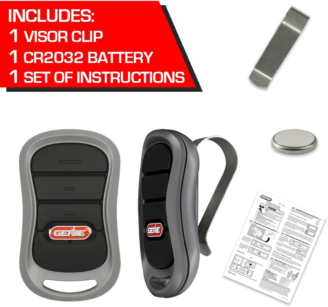 GENIE G3T-R – Mando a distancia de 3 botones con tecnología de seguridad Intellicode controla hasta 3 abridores de puerta de garaje, 1 paquete,