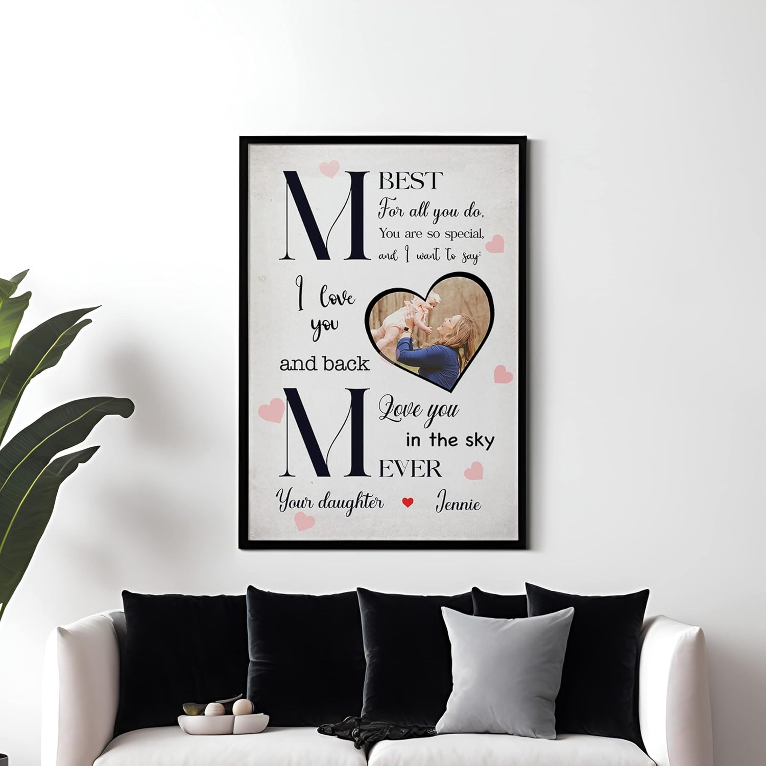 Póster personalizado para el Día de la Madre con retrato de tu foto, impresión de retrato de mamá e hija, arte de lienzo personalizado para mamá,