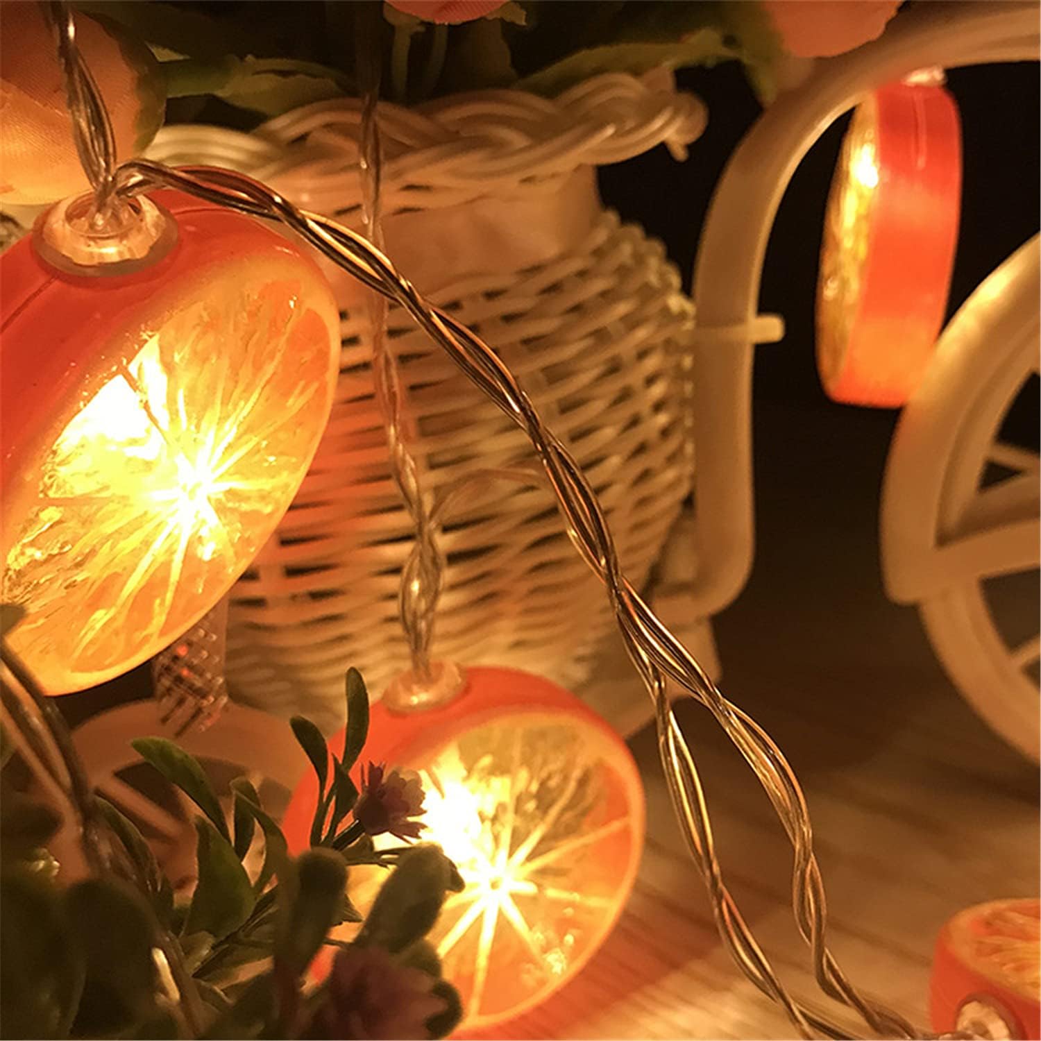 Guirnalda de luces de frutas alimentadas por pilas, lámpara de iluminación para interiores y exteriores, fresa, uva, sandía, limónplátano, para