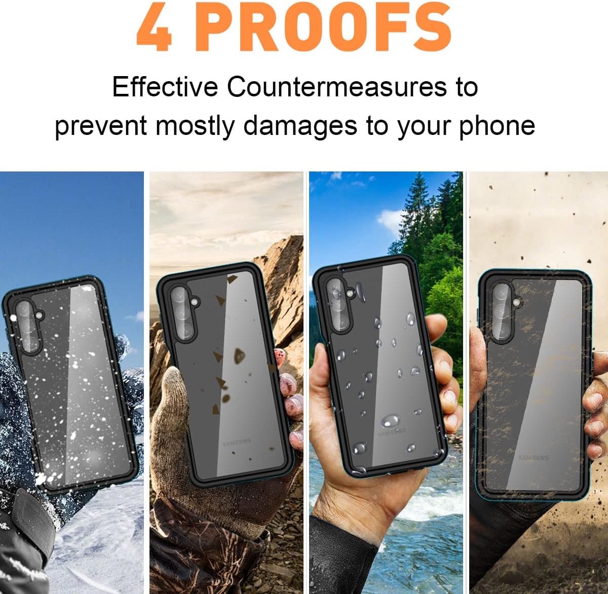 AICase Funda impermeable para Samsung Galaxy A14 5G, transparente, a prueba de agua, a prueba de golpes, a prueba de polvo, a prueba de nieve,