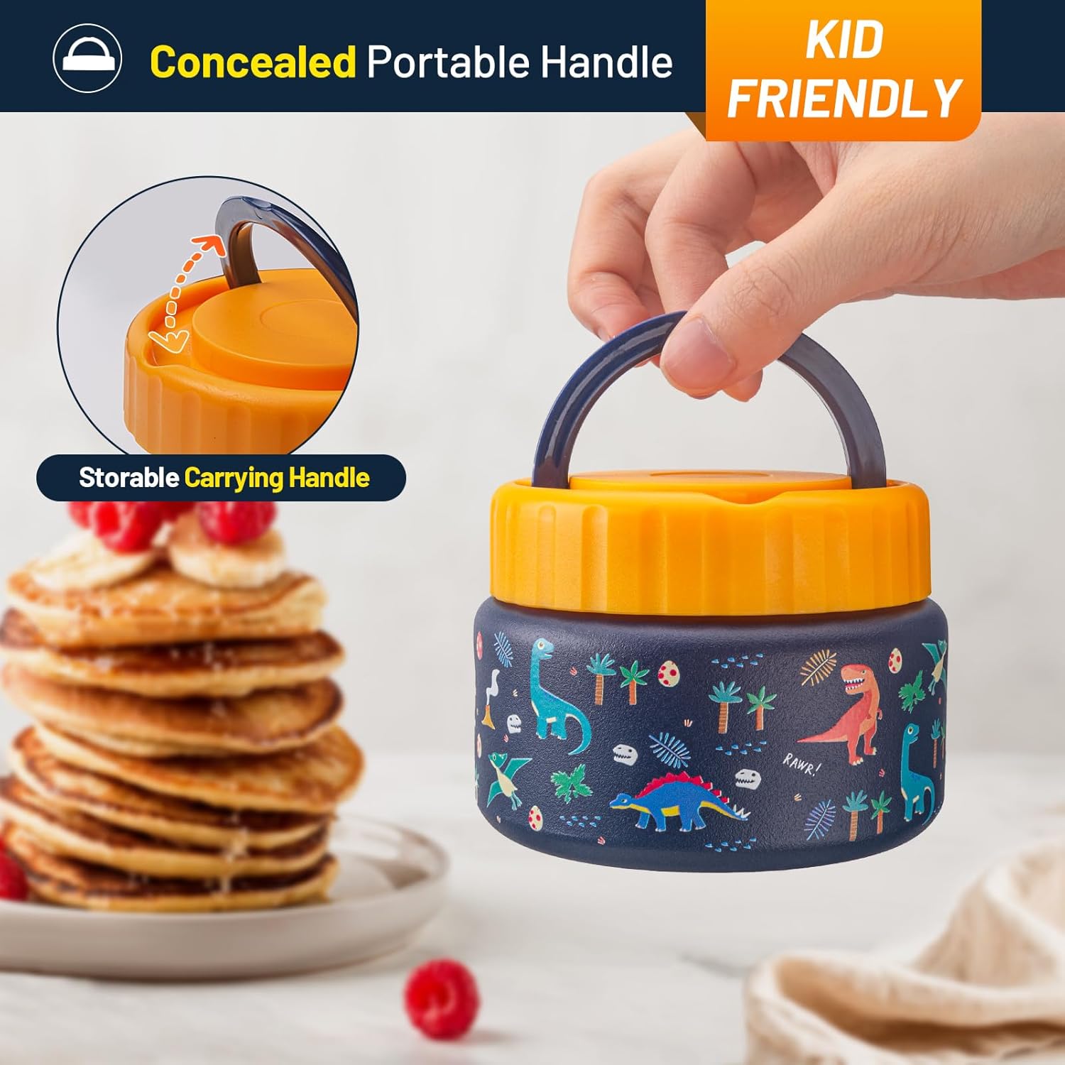 Charcy Termo de 8 onzas para niños de comida caliente, termo de sopa de boca ancha a prueba de fugas, tarro de comida aislado para 4 horas calientes