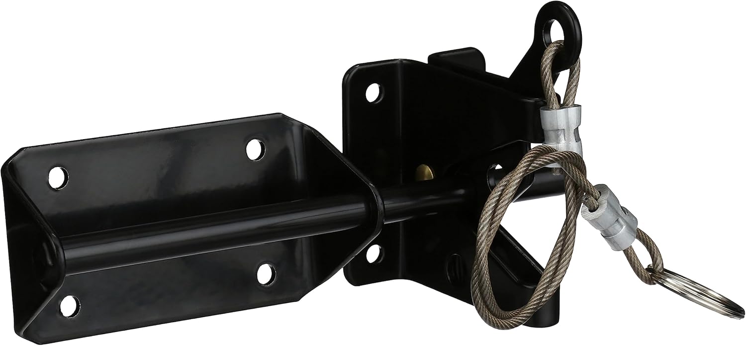 ADVANTAGE INDUSTRIES Pestillo de puerta automático resistente con cable para valla de madera, reversible  puertas batientes izquierda  derecha,