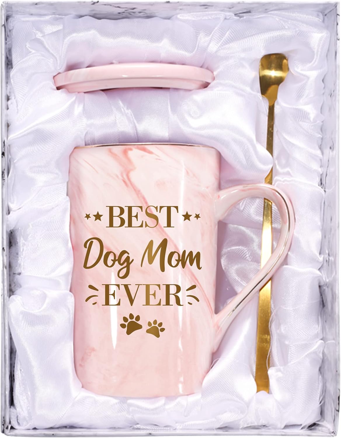 RosieLily Best Dog Mom Ever – Tazas de café para mujeres, divertidas tazas de cerámica con diseño de mármol, regalos de cumpleaños para amantes de
