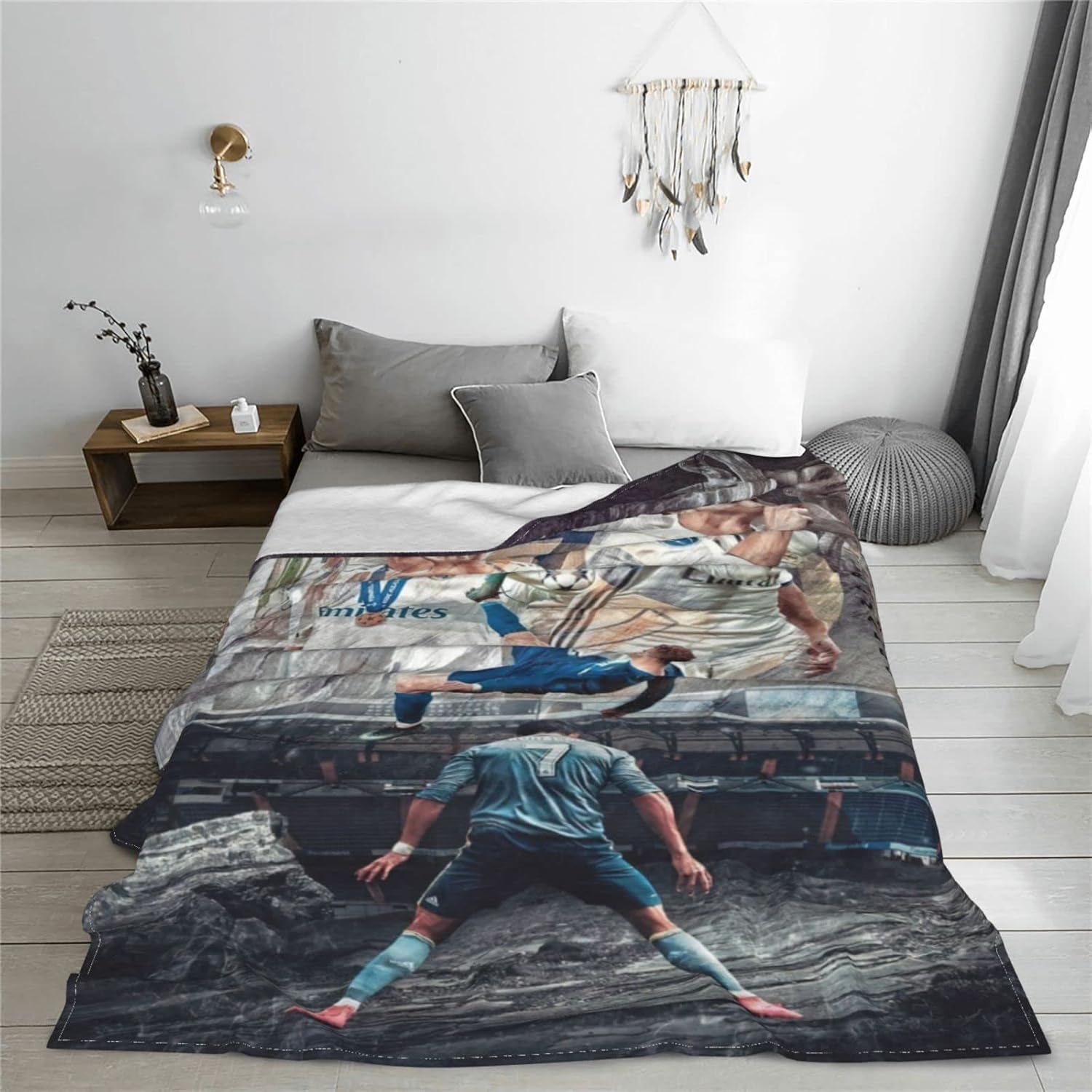 Mantas de felpa de microforro polar ultrasuave de 40 x 30 pulgadas con logotipo de Ronaldo #7 para sofá, automóvil, cama y viajes.