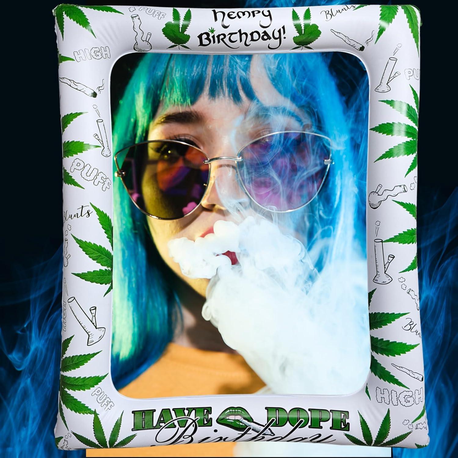 Fiesta de cumpleaños con temática de marihuana inflable para cabina de fotos y selfies, marihuana gigante, marihuana, marihuana, decoración de