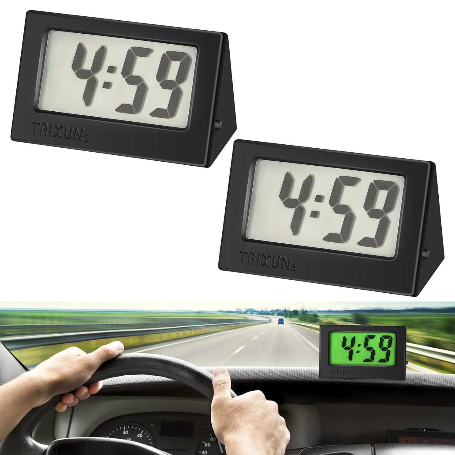 Linkstyle 2 relojes digitales para tablero de instrumentos de automóvil, mini reloj para automóvil, camión, horario, reloj digital electrónico para