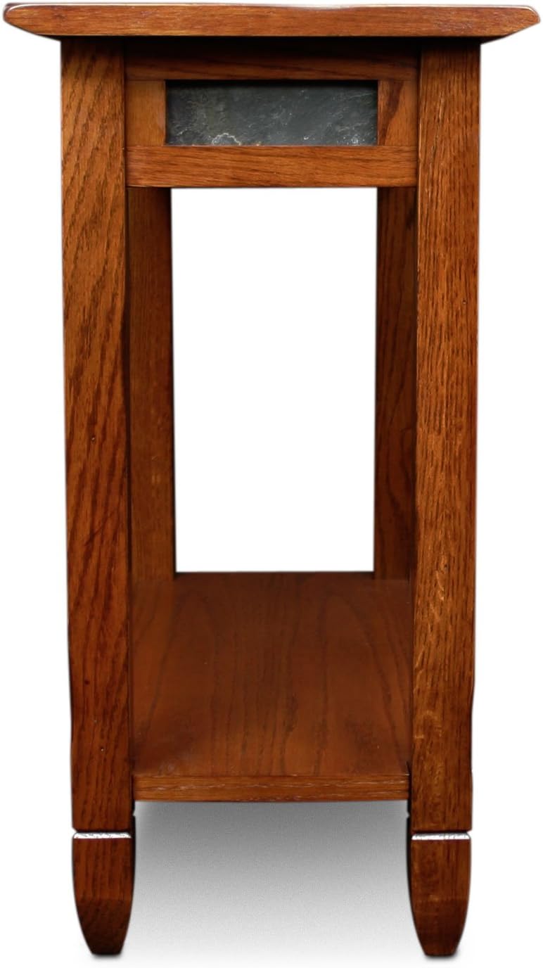 Leick Home 10060 Mesa auxiliar rústica con azulejos de pizarra y estante, roble rústico