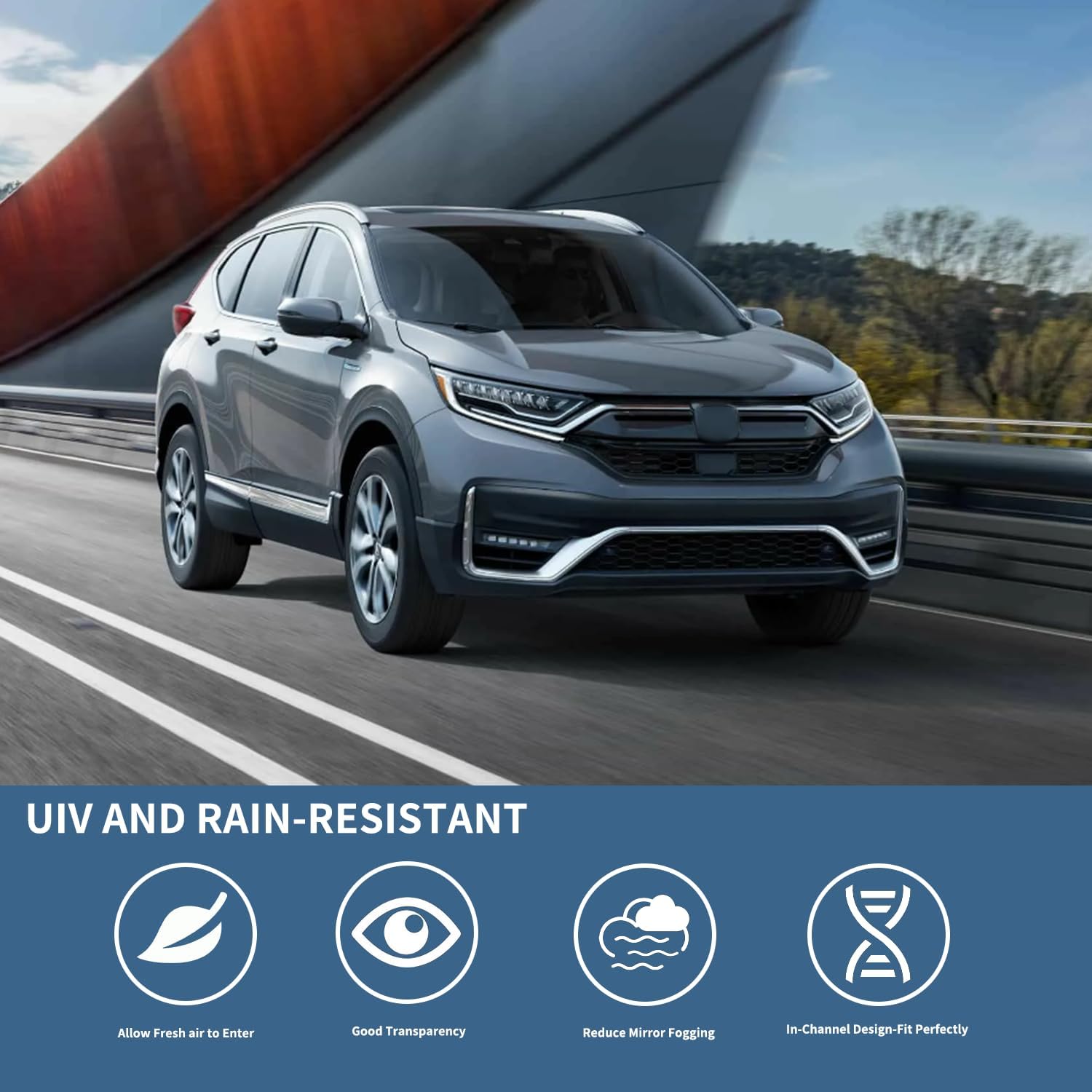 4 protectores de lluvia para ventana, deflector de viento para Honda CR-V (CRV) SUV 2017-2022, pantalla de ventilación de montaje exterior delantera
