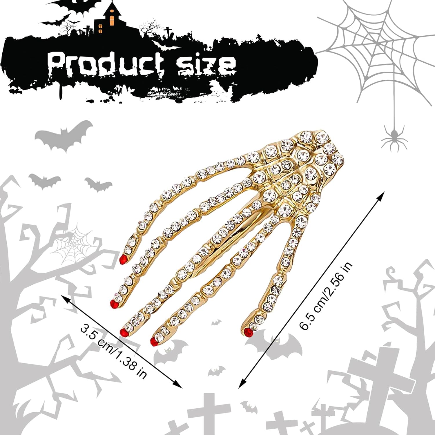 Pinzas de pelo de esqueleto de Halloween de 5 colores, 5 piezas de pinzas góticas góticas para el cabello, accesorios de regalo para mujeres,