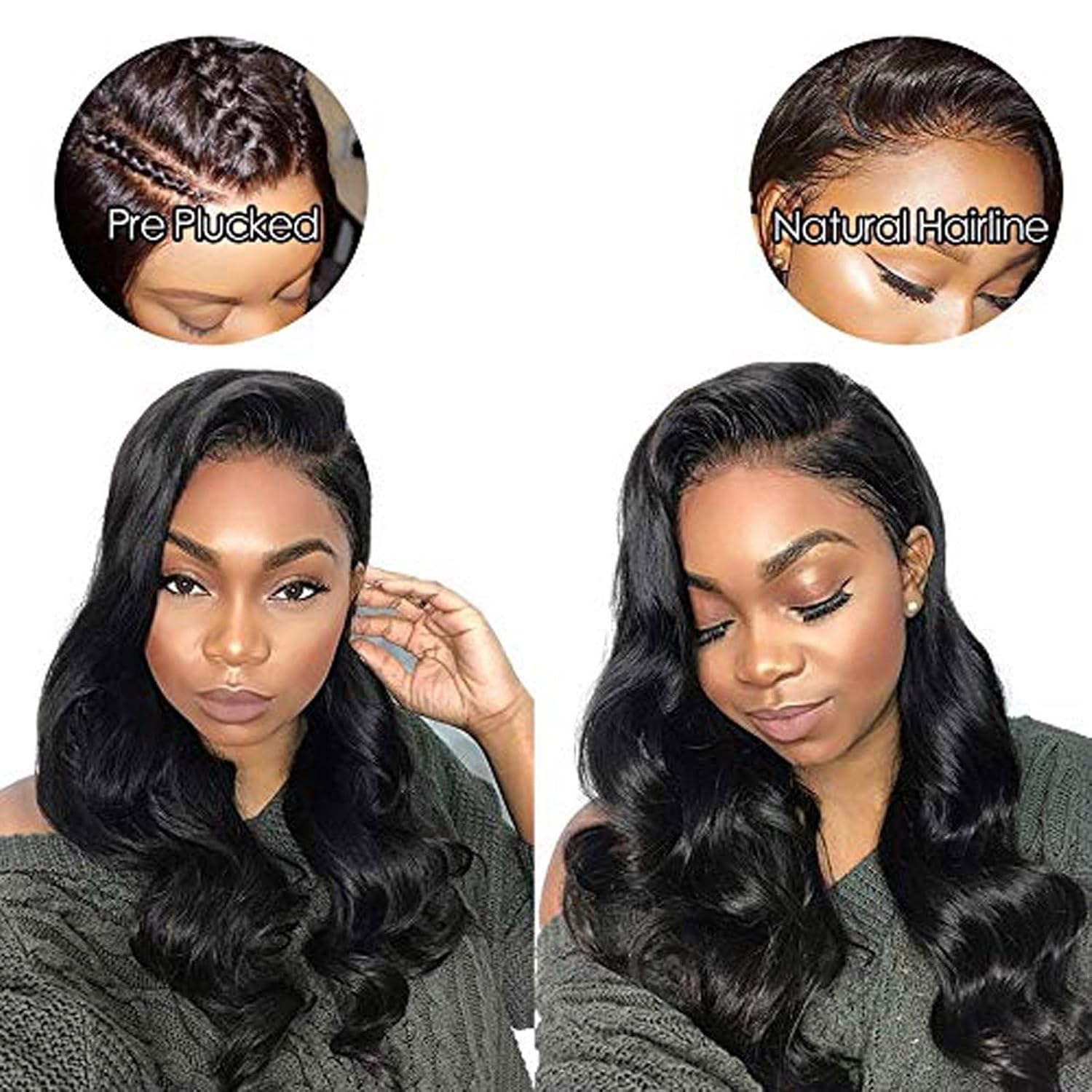 Pelucas de cabello humano sin pegamento, para mujeres africanas, pequeñas y rizadas, se puede alisar y doblar, de aspecto natural, peluca de cabello