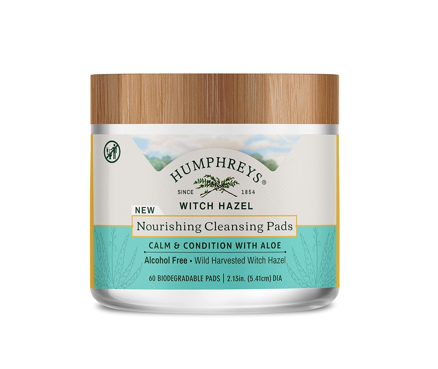 Humphreys Almohadillas de limpieza nutritivas de hamamelis con aloe, sin alcohol