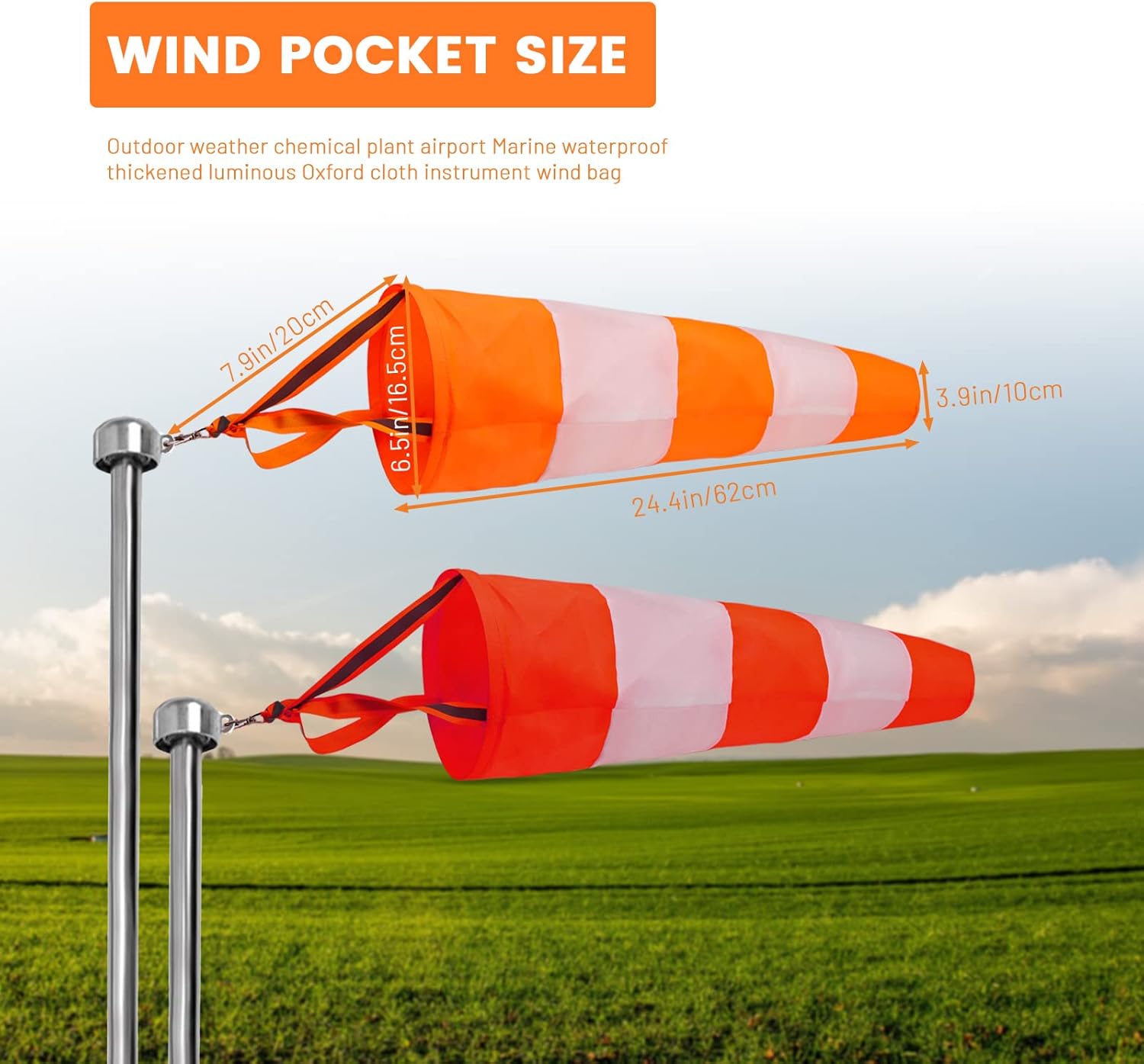 2 banderas reflectantes colgantes de manga de viento para exteriores, parada de rasgaduras, aeropuerto, calcetines de medición de calcetines de