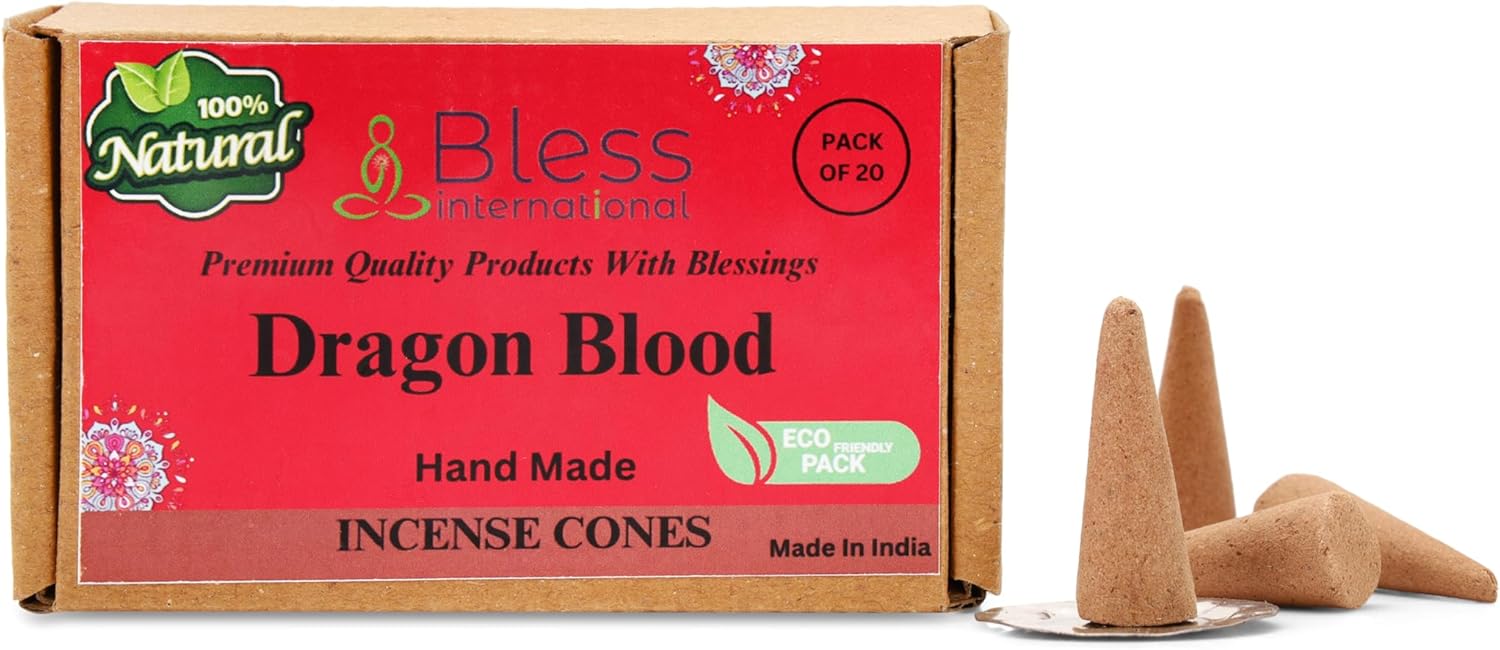 Bless-International – Sangre de dragón 100% natural, conos de incienso hechos a mano, sumergidos a mano, orgánicos, sin productos químicos para