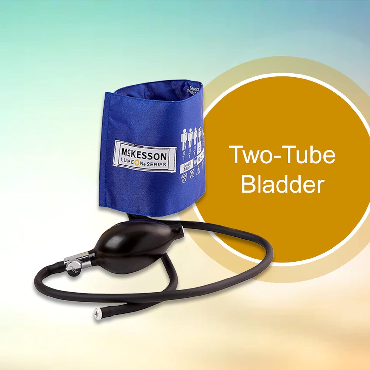 McKesson LUMEON – Manguito y bulbo para presión arterial, color azul real, adulto pequeño, 7.5 in a 10.6 in, 1 unidad