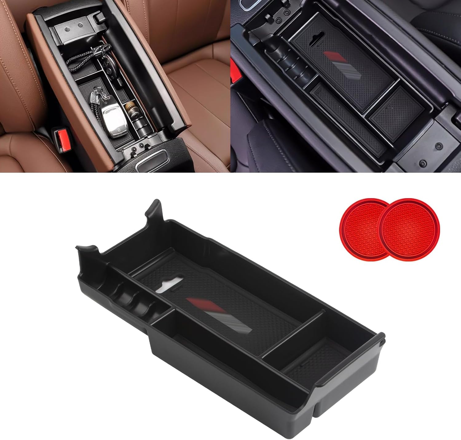 Xotic Tech – Reposabrazos para consola central interior, caja organizadora de almacenamiento para teléfono, monedas, tarjeta, bandeja de cajón +