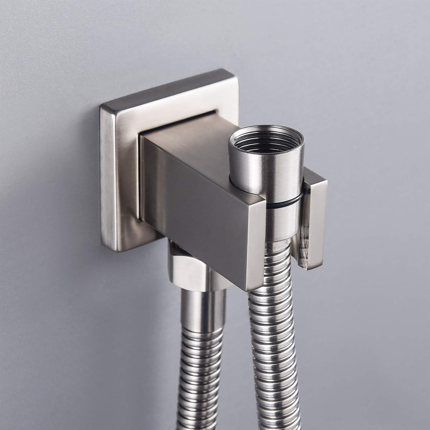 Keymark – Codo de suministro de pared con soporte de ducha de mano, conector de manguera de ducha cuadrado de latón de 12 pulgada, montaje en pared,
