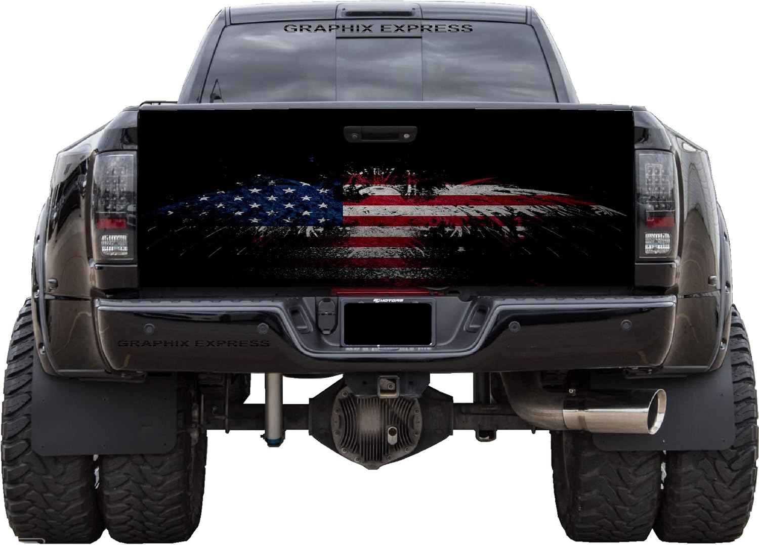 GRAPHIX EXPRESS Calcomanía para puerta trasera de camioneta (T30 American Flag Eagle), calcomanías para puerta trasera para camionetas, calcomanías