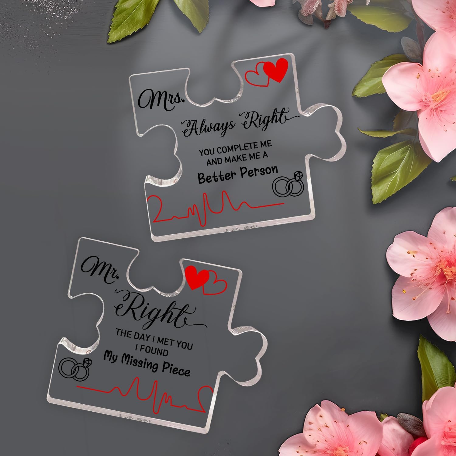 2 piezas de regalos para señor y señora, regalos de placa acrílica de aniversario, regalos de boda para pareja, él y ella, regalos de recuerdo de