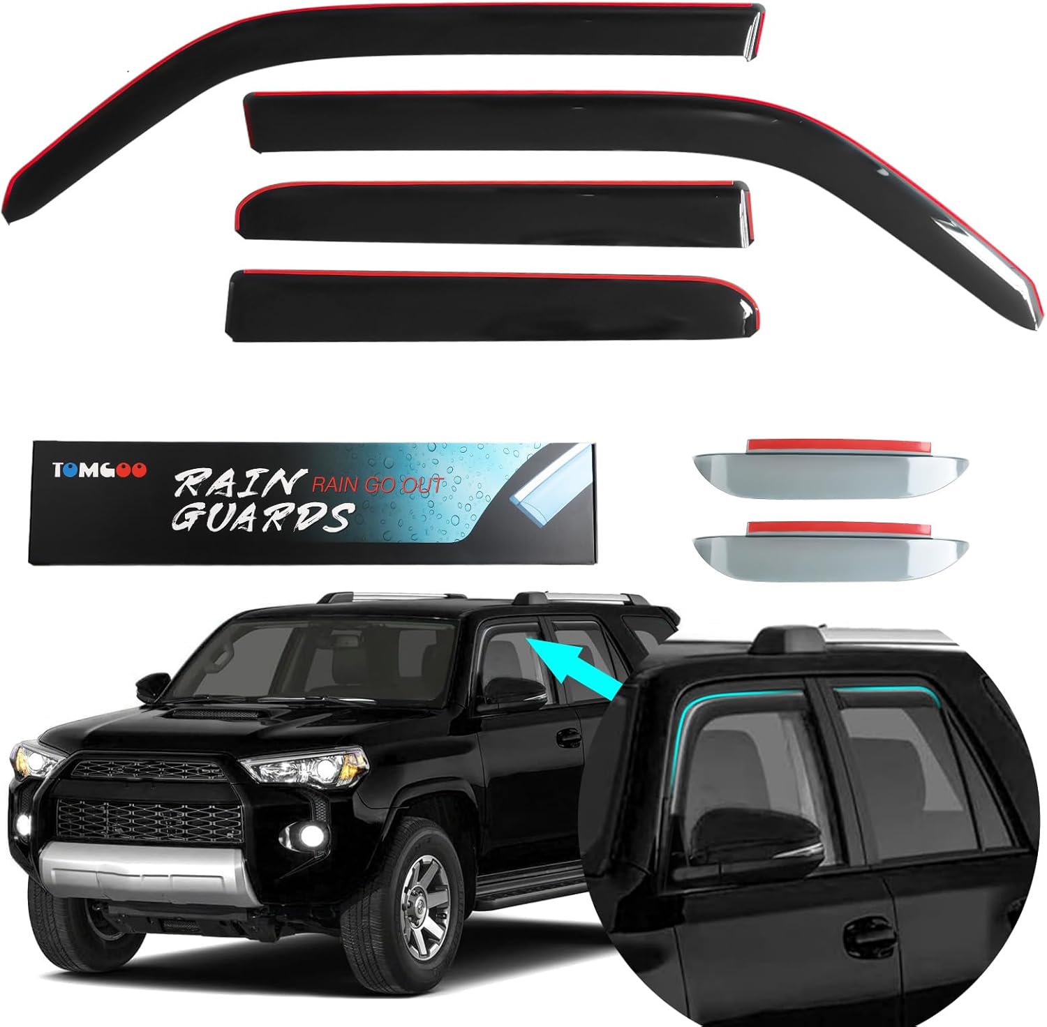 in Viseras de canal, protectores de lluvia extra duraderos compatibles con Toyota 4Runner 2010-2023 Viseras de ventana de canal  Viseras de