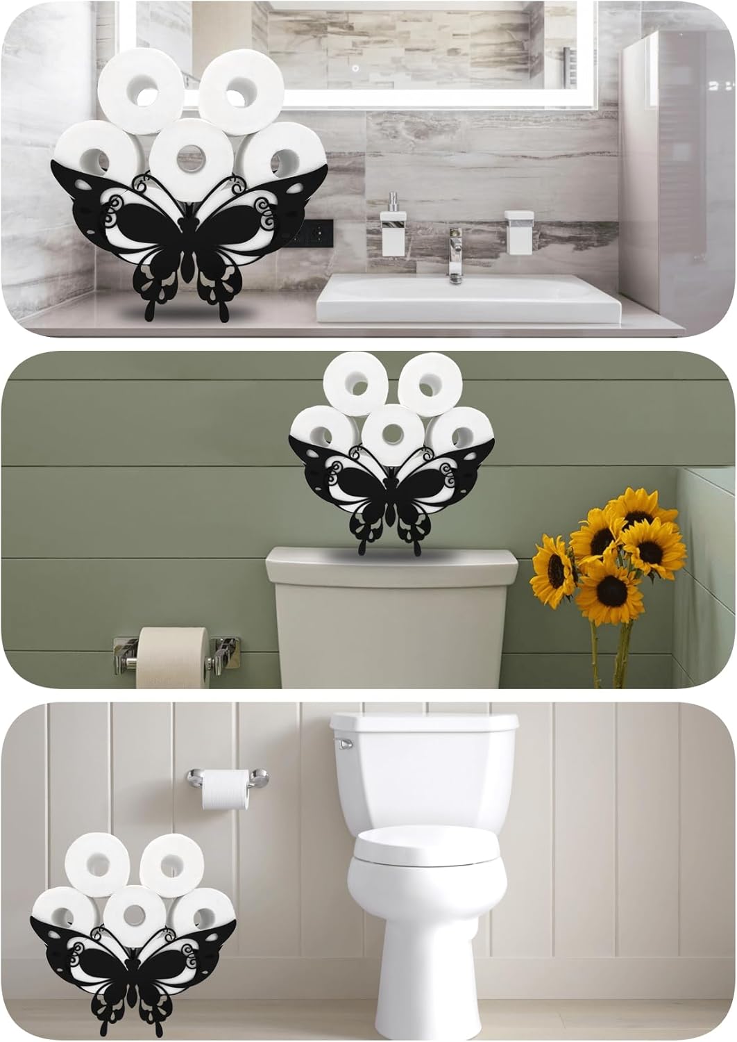 Divertido soporte de papel higiénico de mariposa, almacenamiento de animales para baño, almacenamiento de papel higiénico de animales de metal
