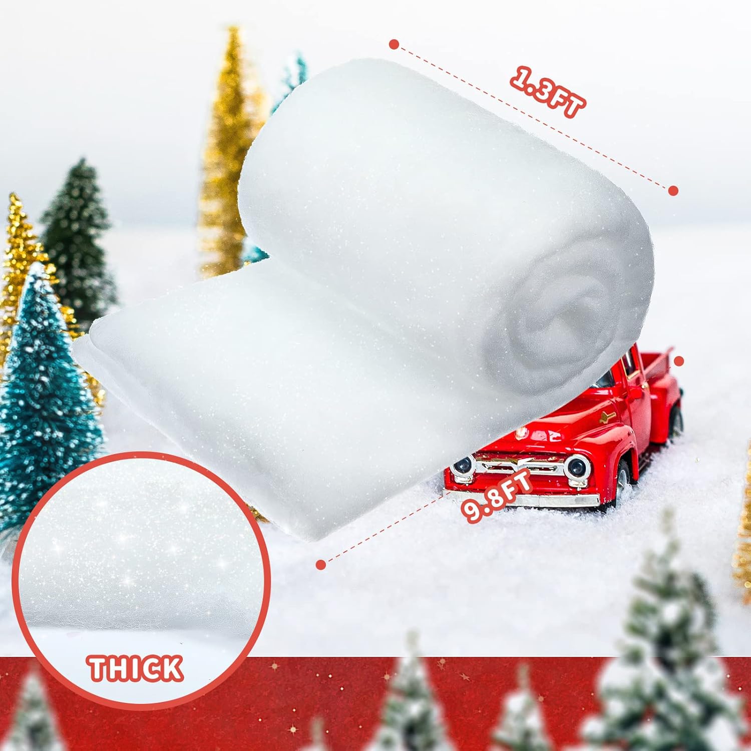 Skylety Juego de manta de nieve artificial con purpurina, manta de nieve falsa para interiores, manta de nieve sintética para invierno del país de