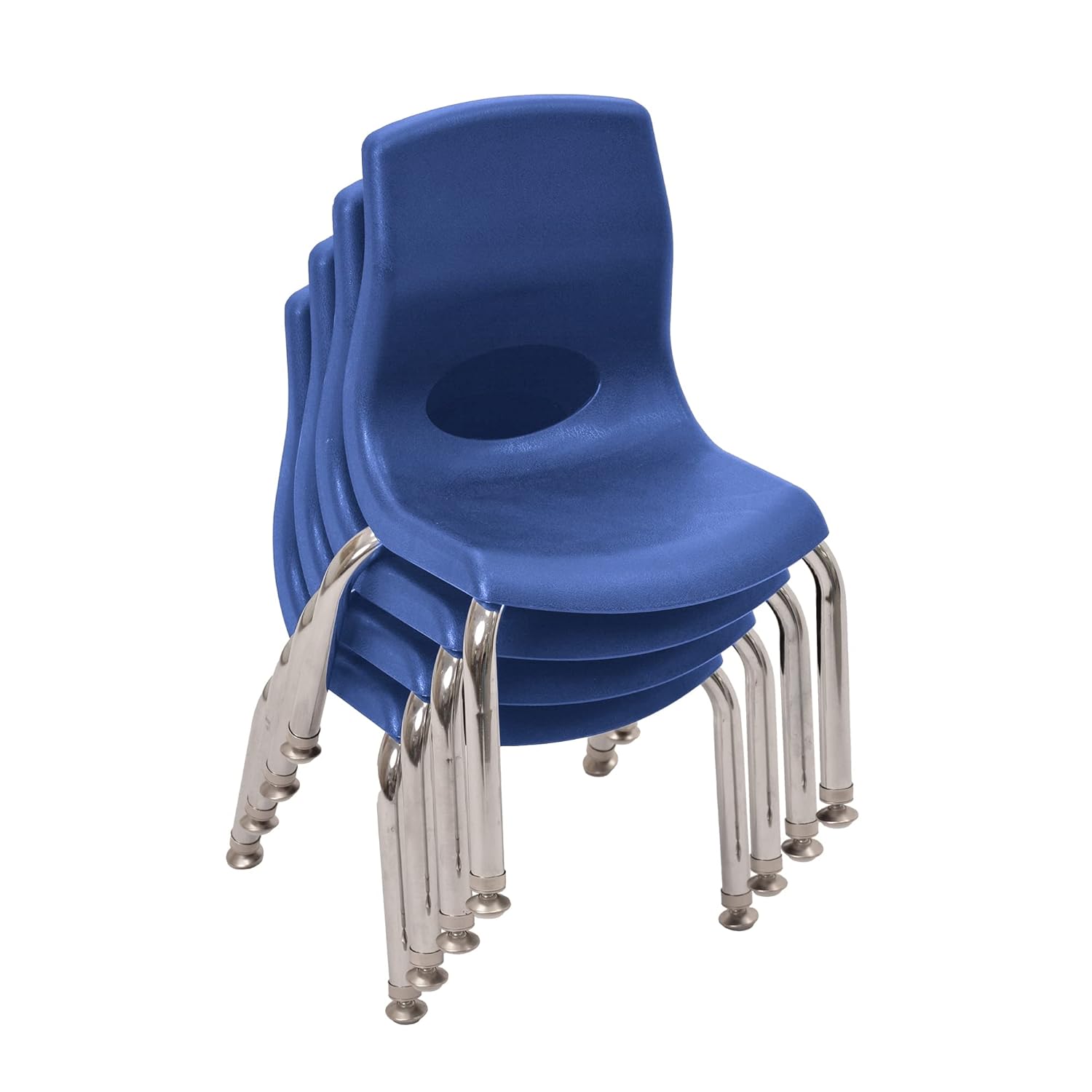 Angeles H, azul con patas cromadas, paquete de 4 sillas MyPosture para niños, 8 pulgadas