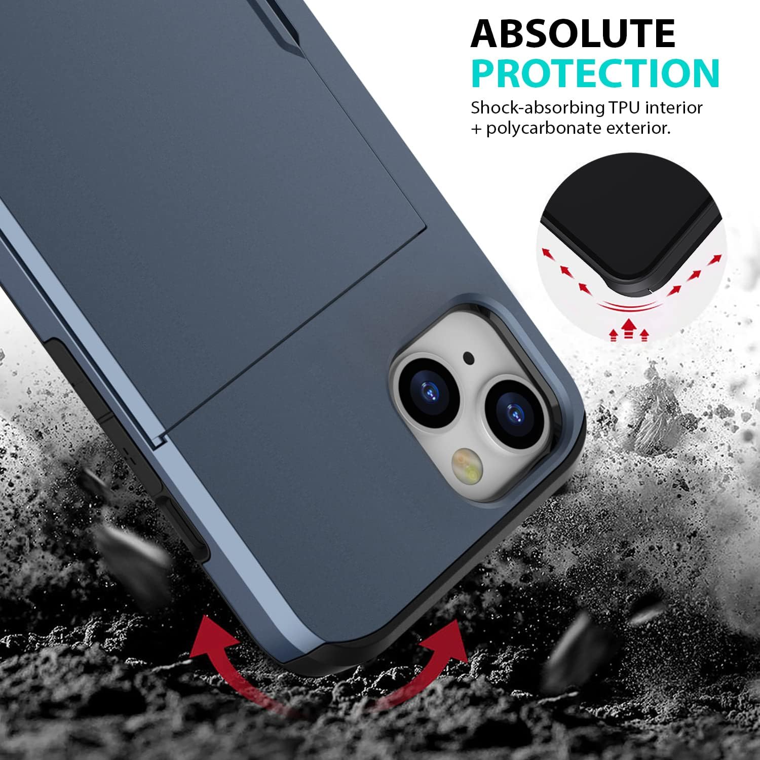 ZUSLAB Funda con ranura para tarjetero compatible con Apple iPhone 15 de 6.1 pulgadas 2023, funda tipo cartera para teléfono con 1 protector de