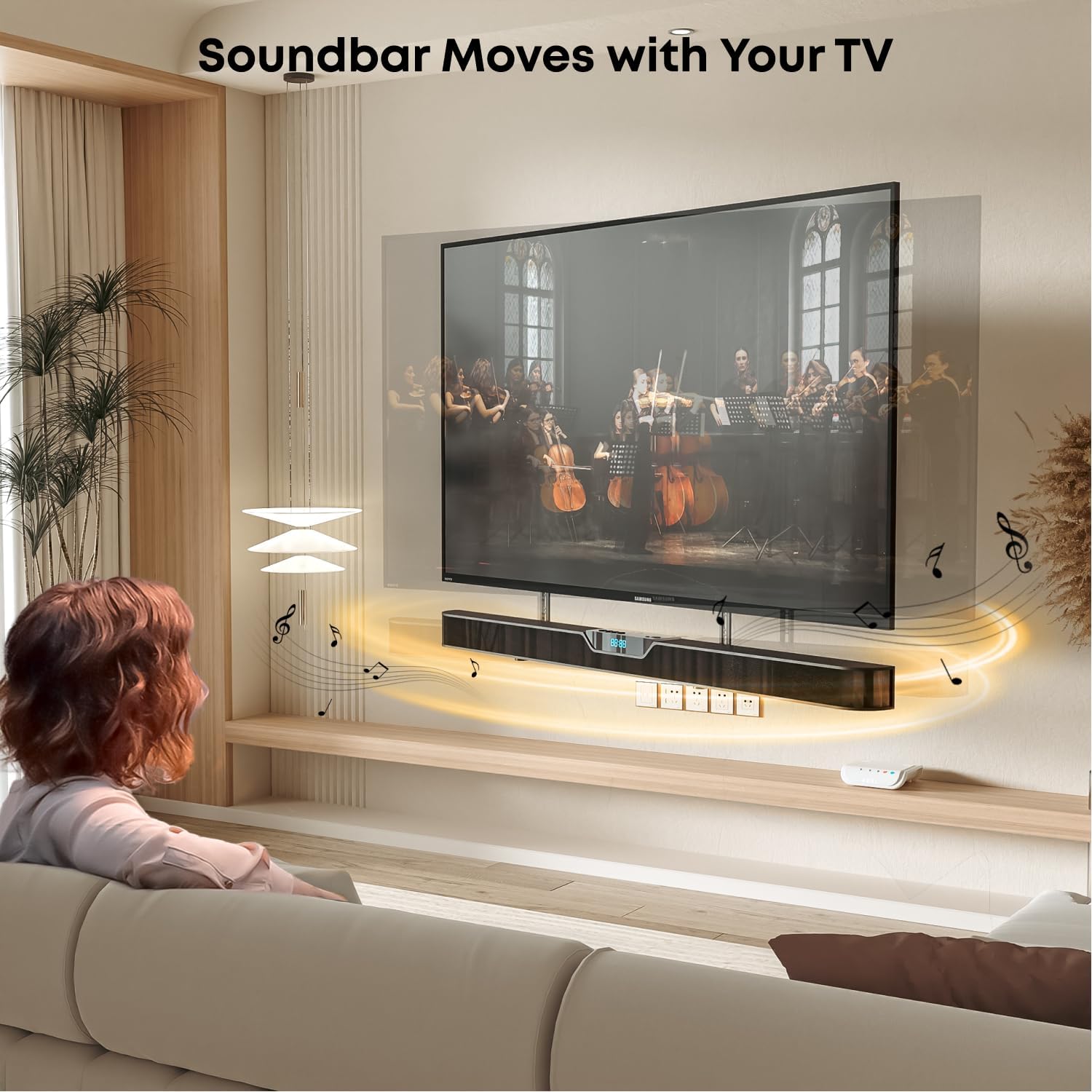 Soporte de barra de sonido para montar debajo o encima del televisor, se adapta a la mayoría de barras de sonido de hasta 33 libras, para TV máximo
