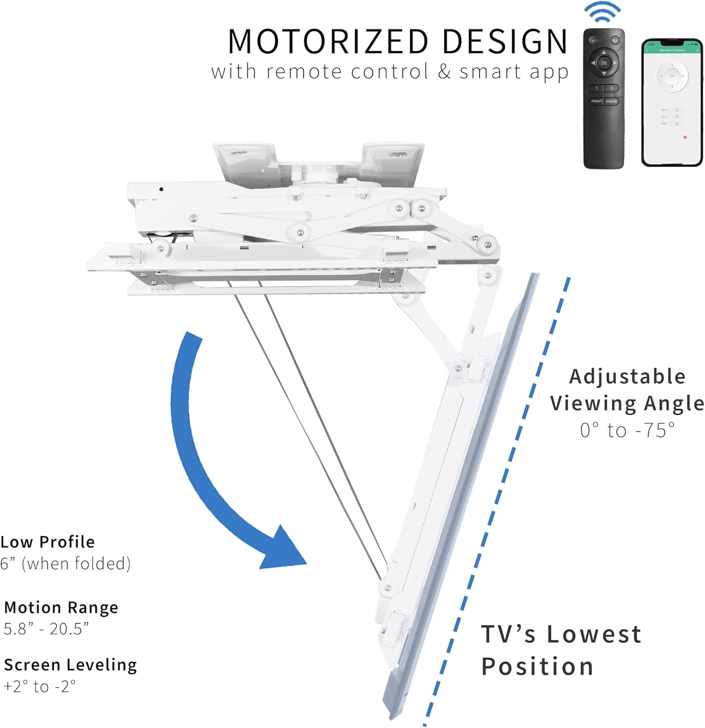 VIVO Soporte de TV de techo giratorio eléctrico abatible para pantallas de 32 a 70 pulgadas, soporte VESA de techo plano motorizado grande, paquete
