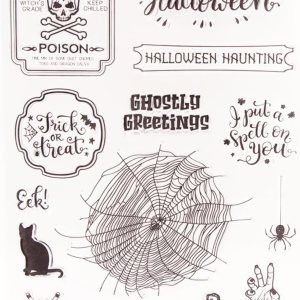 Arbuya Sello transparente de Halloween Sentiment para hacer tarjetas o diario de Halloween, telaraña, gato, murciélago, sellos de goma para álbumes Arbuya Sello transparente de Halloween Sentiment para hacer tarjetas o diario de Halloween, telaraña, gato, murciélago, sellos de goma para álbumes