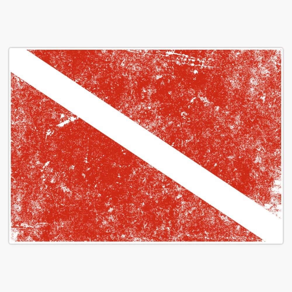 Calcomanía de vinilo vintage con bandera de buceo, 5 pulgadas