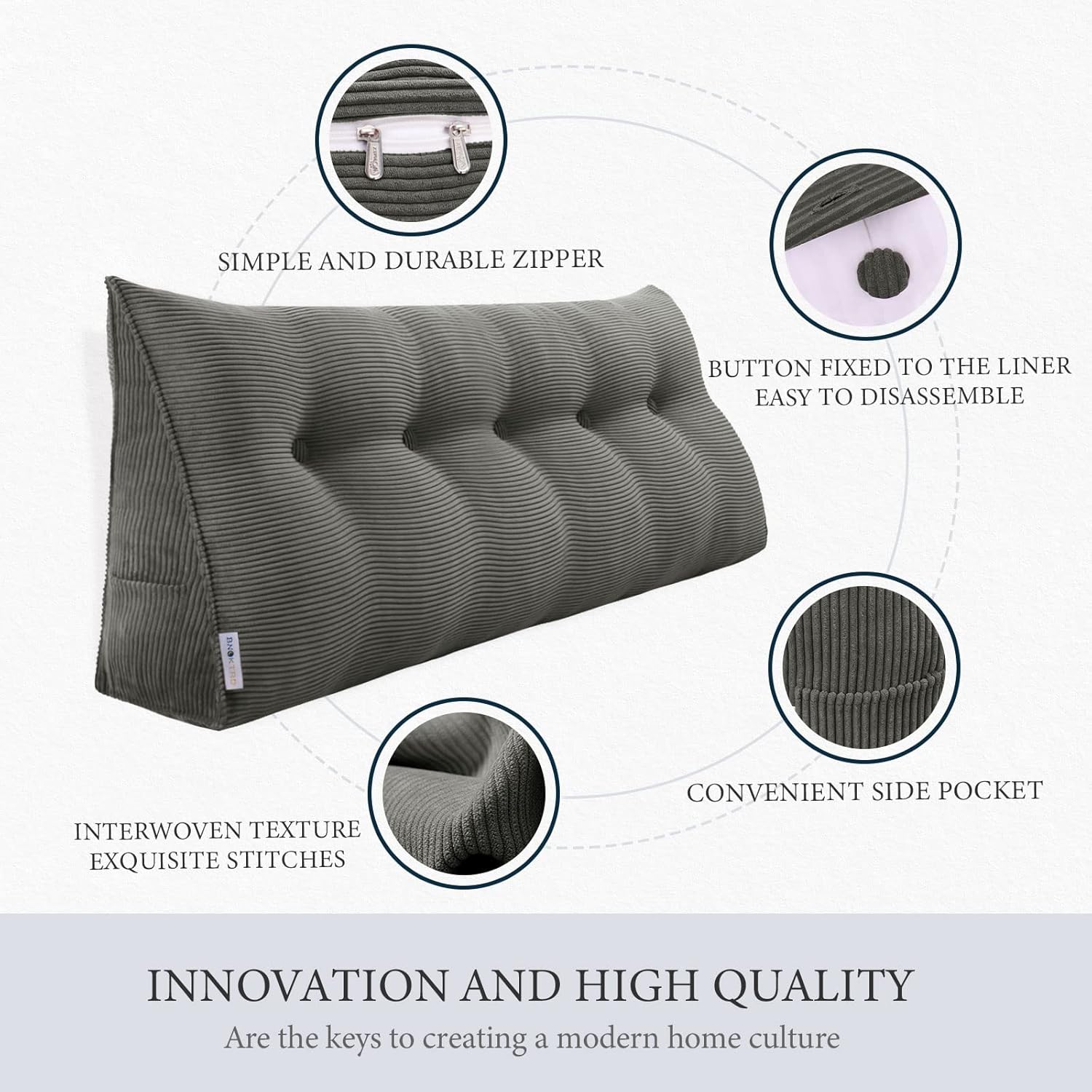 Almohada de lectura triangular XL con cabecera de cuña, almohada extra grande de apoyo de espalda para sentarse en la cama, sofá cama, cojín de